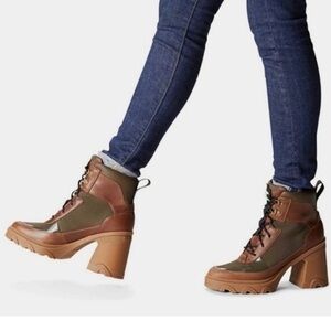 Sorel Brex NWOT Never Worn Waterproof Brown and Green Heeled Boots Size 11